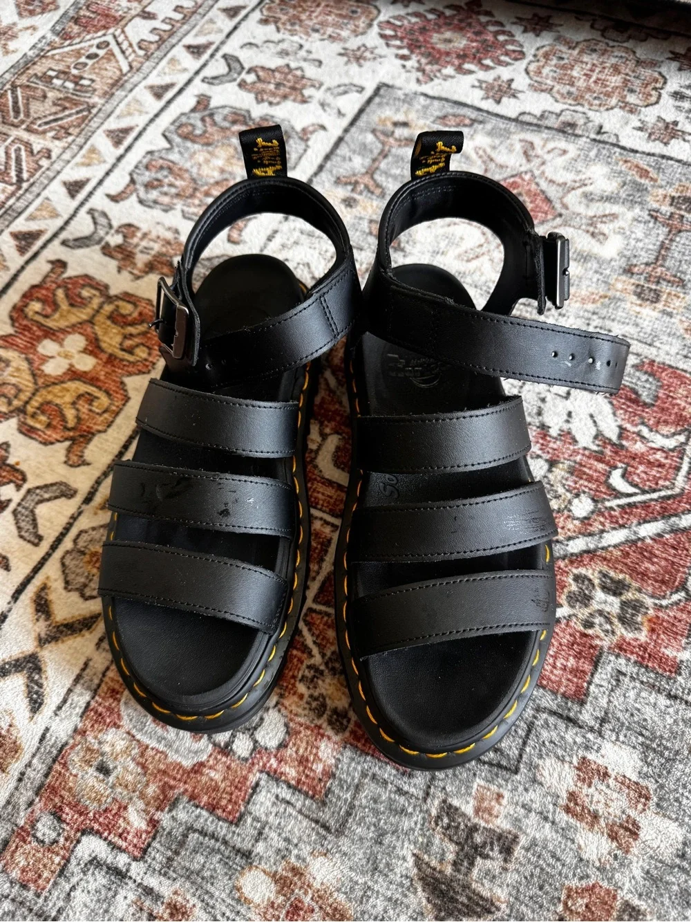 Dr. Martens Blaire Hydro Leather Platform Sandals Black Women’s US 8 EU 39